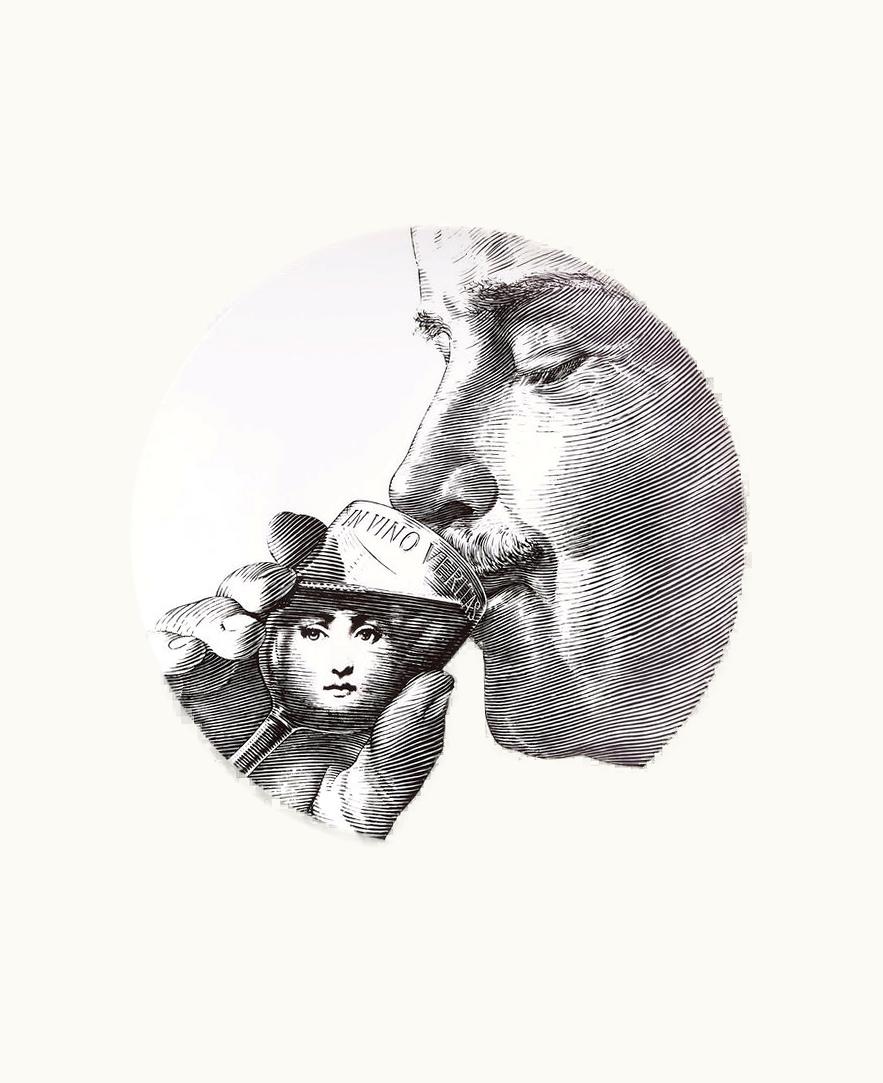 Fornasetti Fornasetti Wall Plate Tema E Variazioni N.256 In White / Black