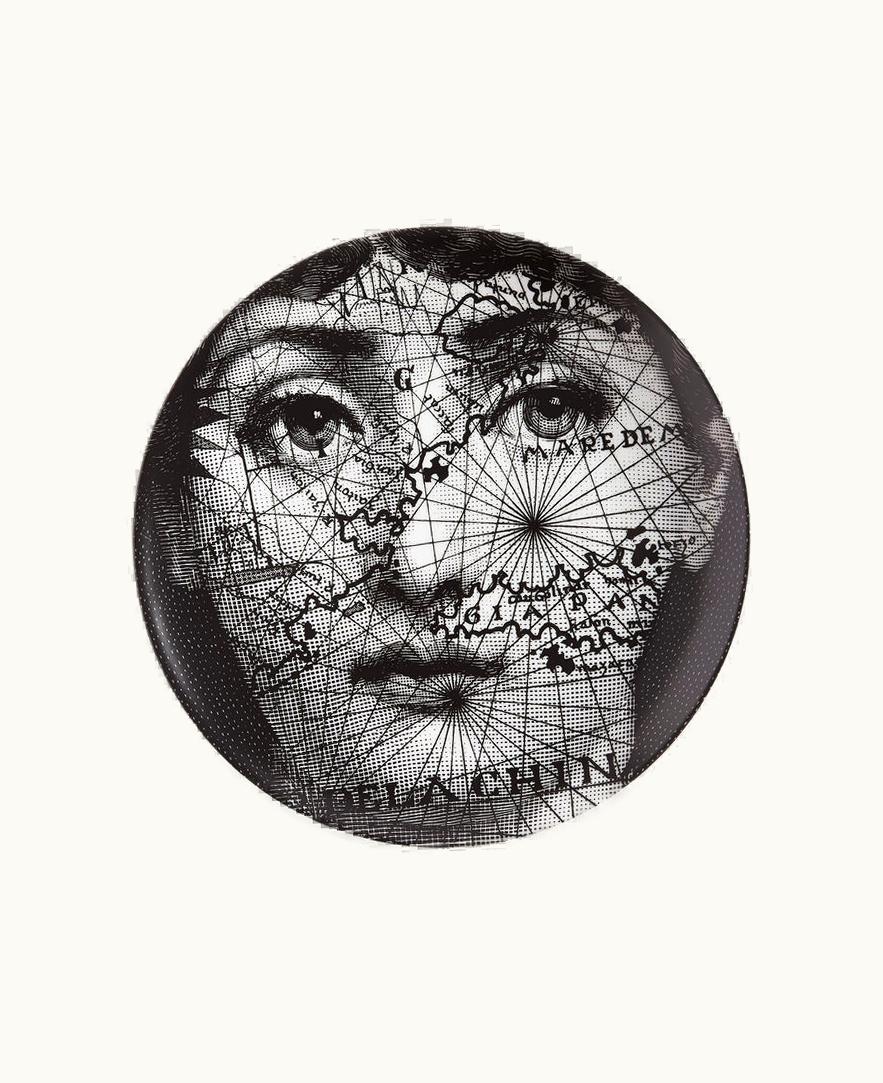 Fornasetti Fornasetti Wall Plate Tema E Variazioni N.94 In White / Black