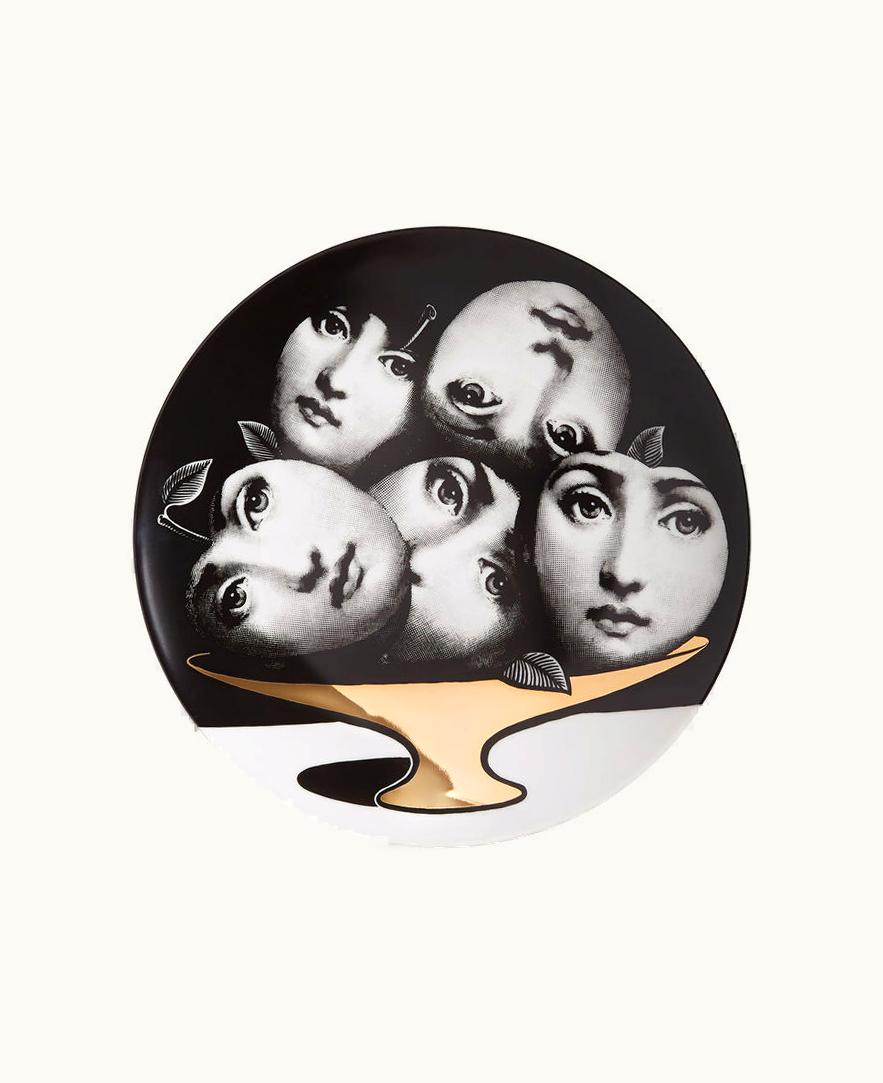 Fornasetti Fornasetti Wall Plate Tema E Variazioni N.104 In White / Black / Gold