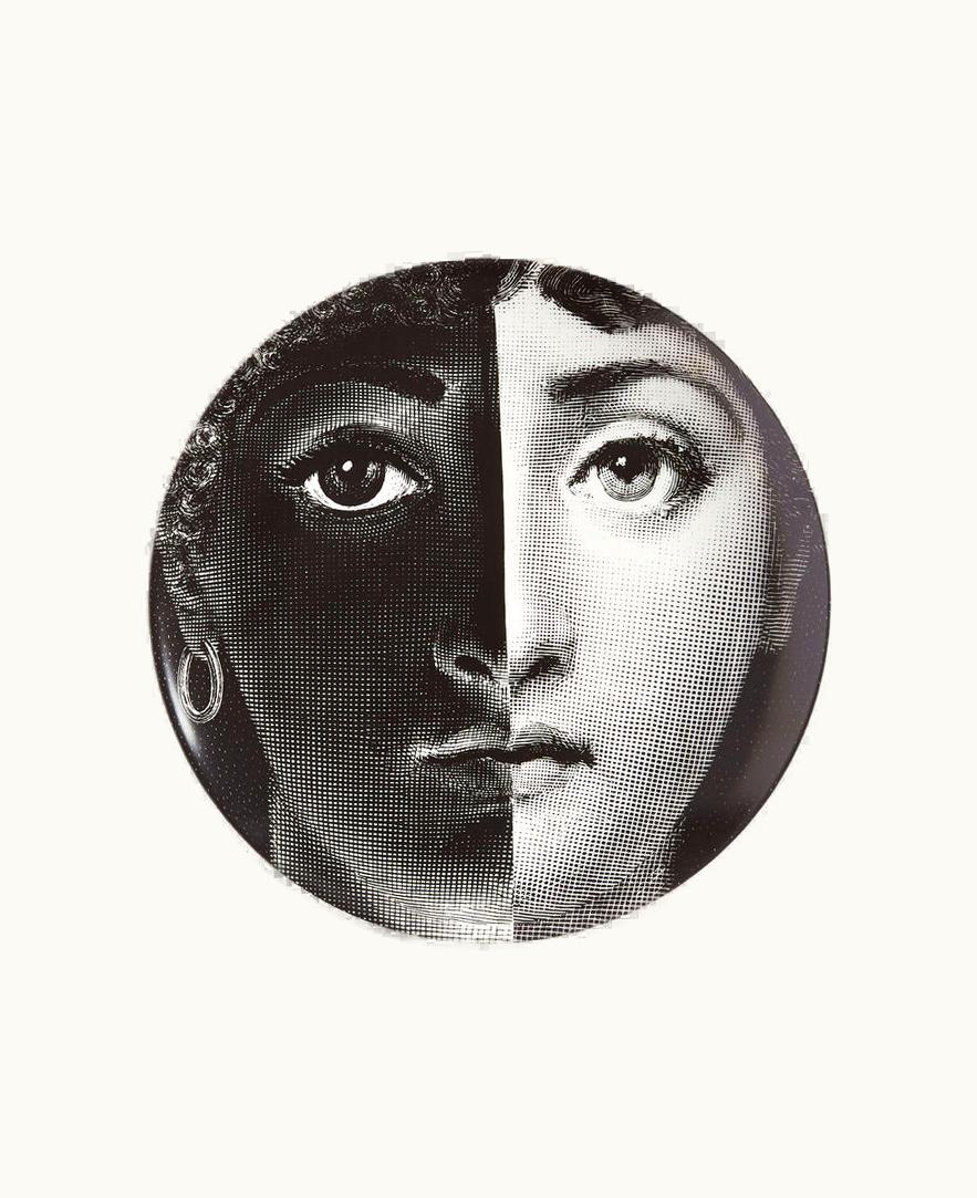 Fornasetti Fornasetti Wall Plate Tema E Variazioni N.222 In White / Black