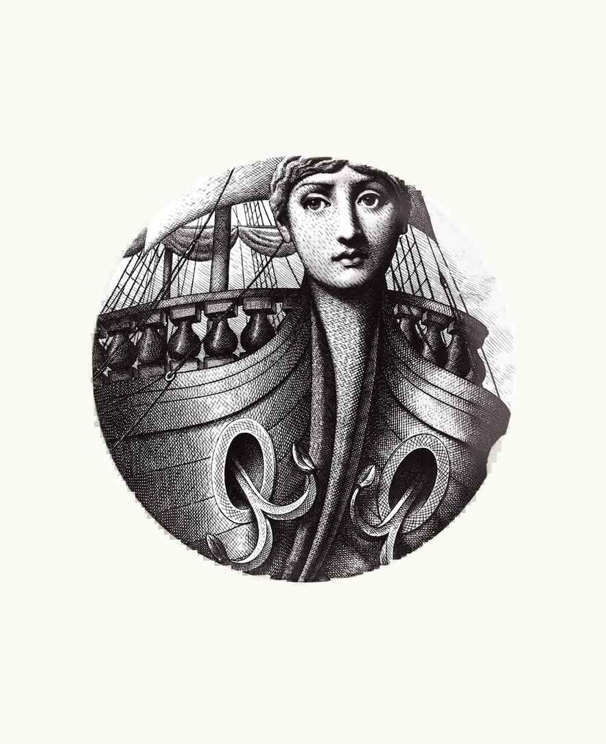 Fornasetti Fornasetti Wall Plate Tema E Variazioni N.177 In White / Black