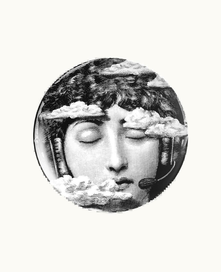 Fornasetti Fornasetti Wall Plate Tema E Variazioni N.402 In White / Black