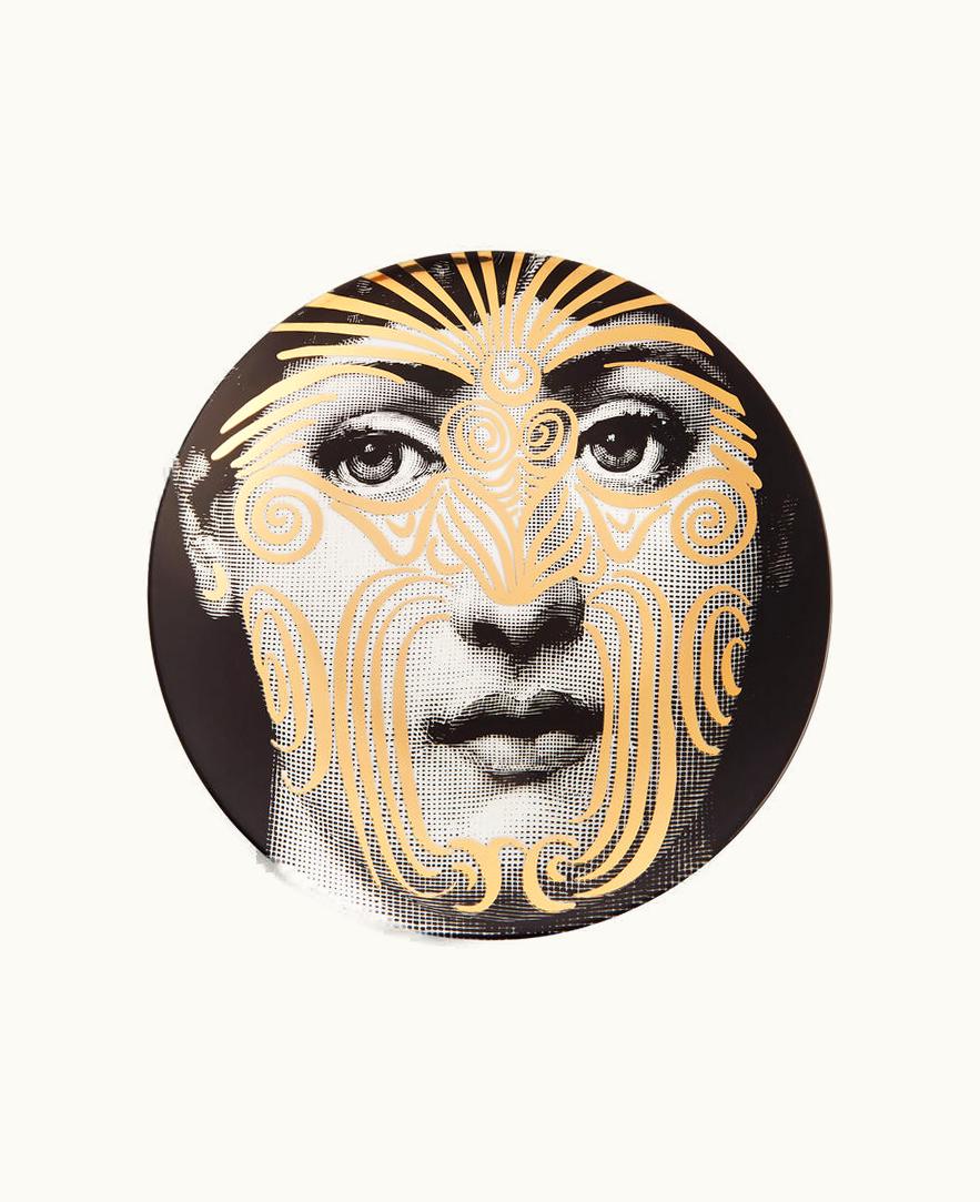 Fornasetti Fornasetti Wall Plate Tema E Variazioni N.9 In White / Black / Gold