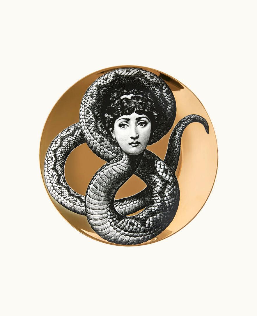 Fornasetti Fornasetti Wall Plate Tema E Variazioni N.198 In White / Black / Gold