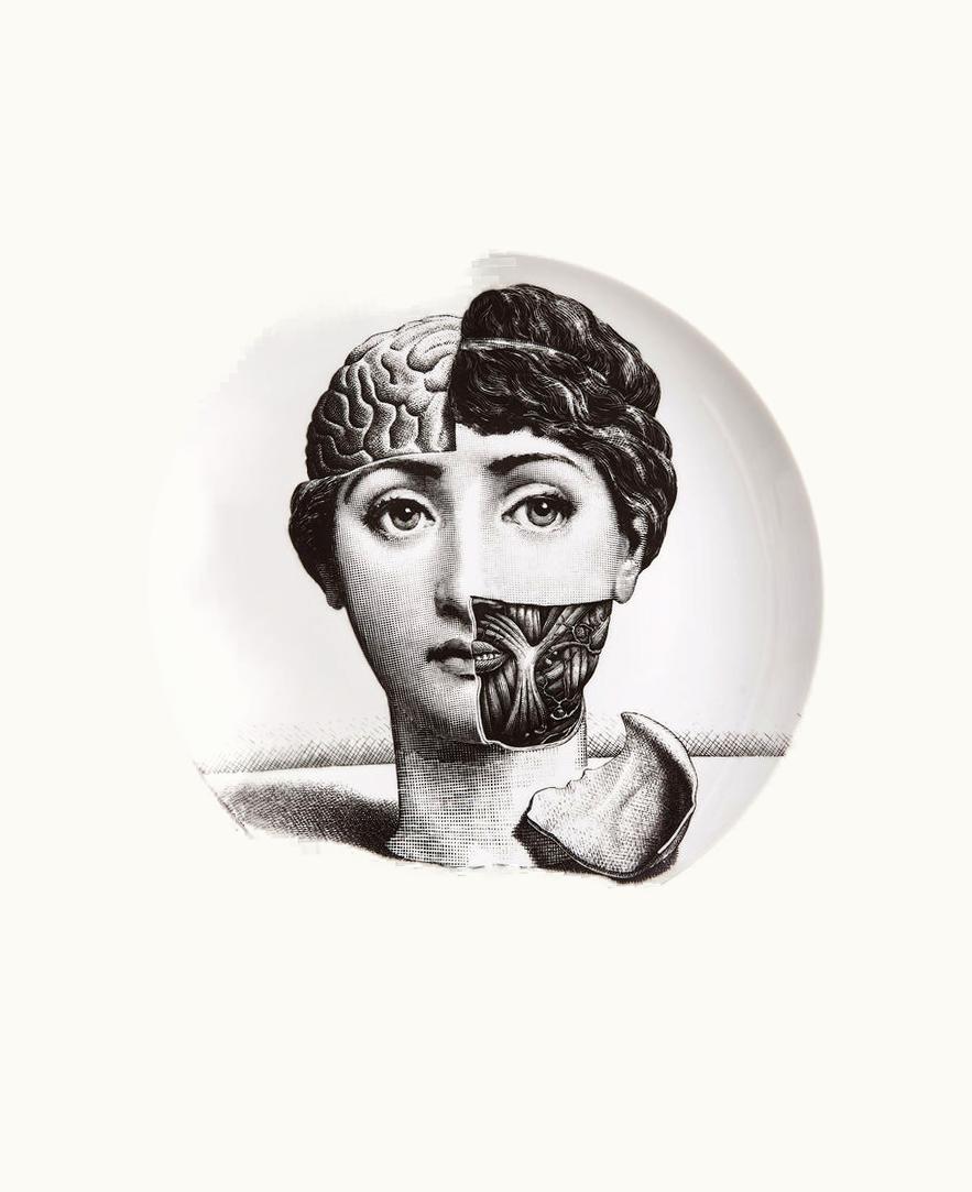 Fornasetti Fornasetti Wall Plate Tema E Variazioni N.189 In White / Black