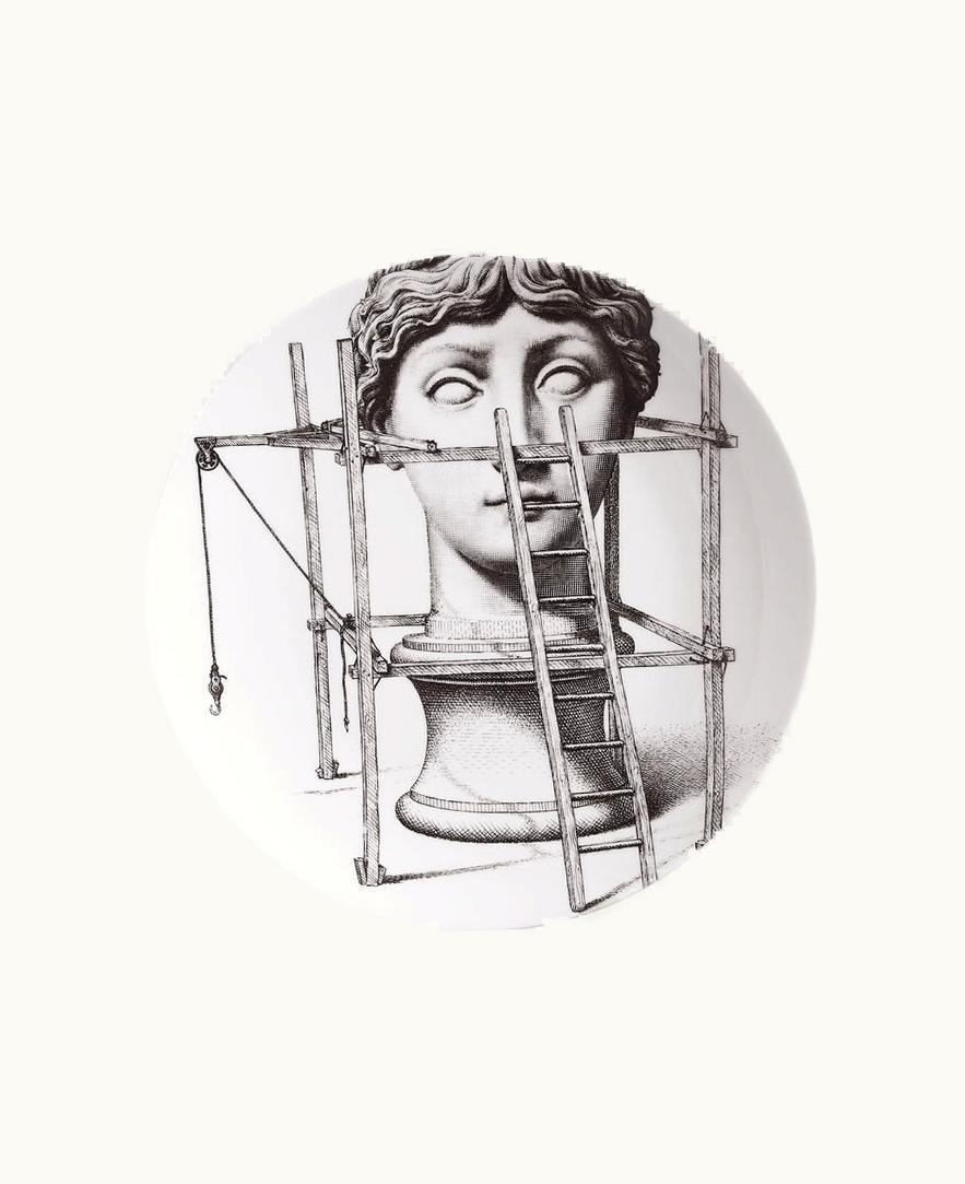 Fornasetti Fornasetti Wall Plate Tema E Variazioni N.200 In White / Black