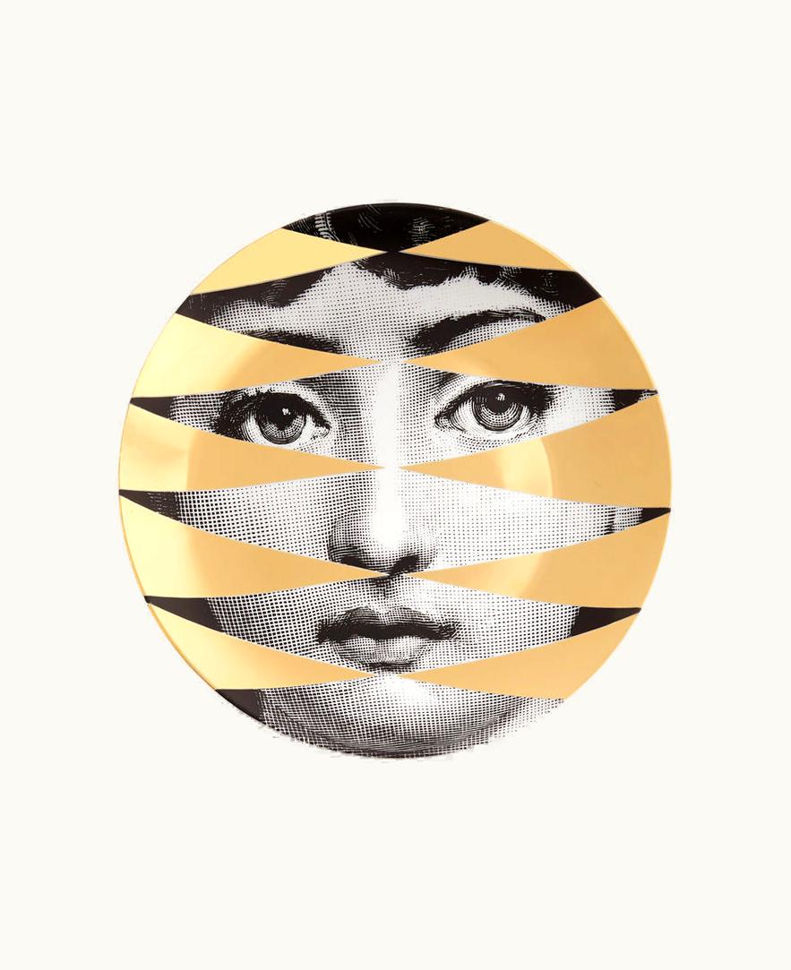 Fornasetti Fornasetti Wall Plate Tema E Variazioni N.46 In White / Black / Gold
