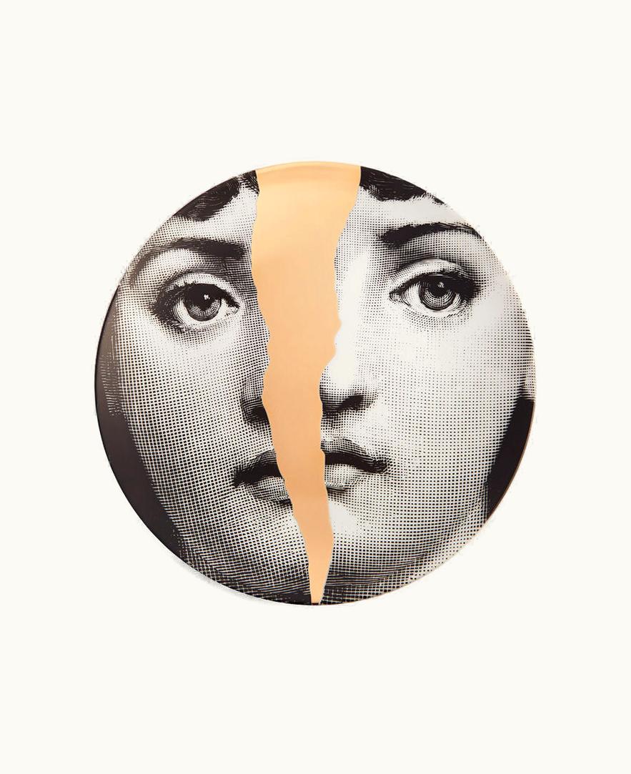 Fornasetti Fornasetti Wall Plate Tema E Variazioni N.10 In White / Black / Gold