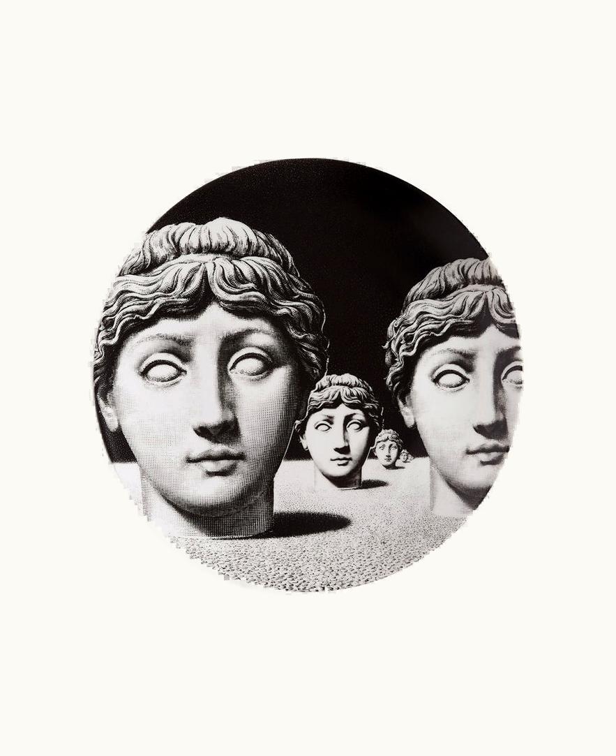 Fornasetti Fornasetti Wall Plate Tema E Variazioni N.205 In White / Black