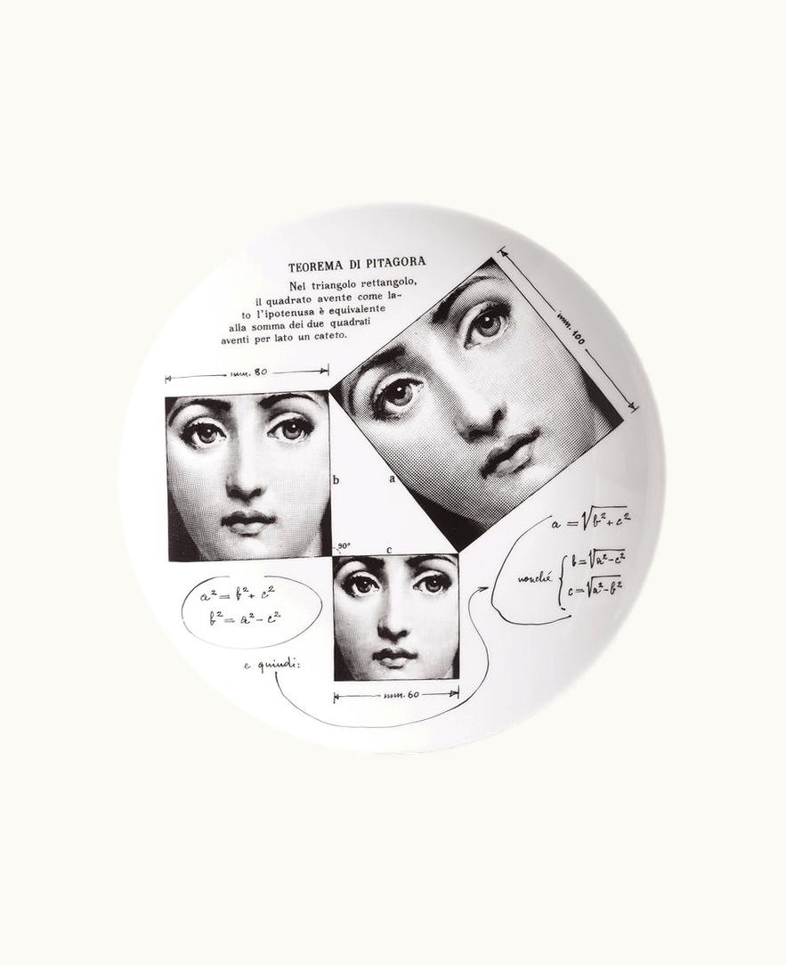 Fornasetti Fornasetti Wall Plate Tema E Variazioni N.183 In White / Black