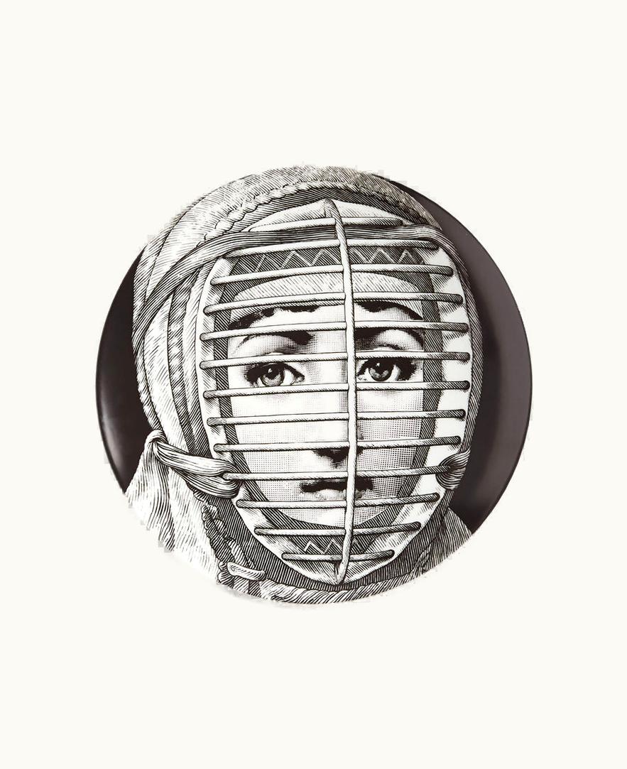 Fornasetti Fornasetti Wall Plate Tema E Variazioni N.290 In White / Black