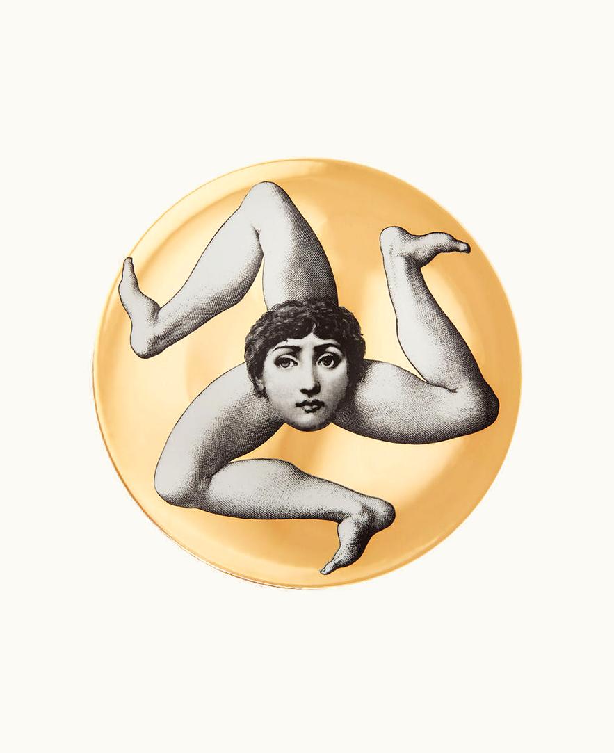 Fornasetti Fornasetti Wall Plate Tema E Variazioni N.186 In White / Black / Gold