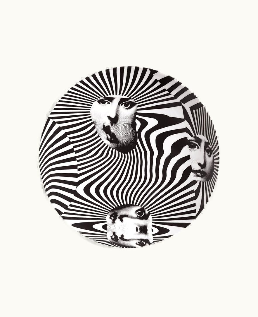 Fornasetti Fornasetti Wall Plate Tema E Variazioni N.312 In White / Black