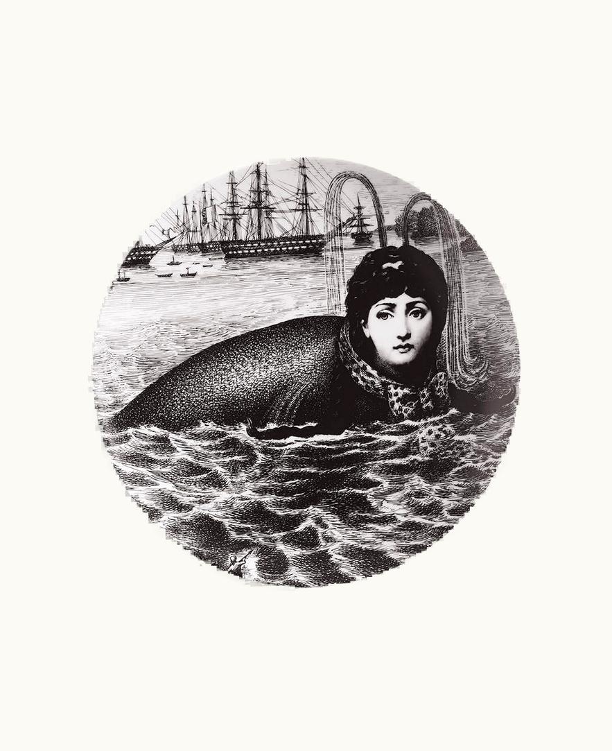 Fornasetti Fornasetti Wall Plate Tema E Variazioni N.195 In White / Black