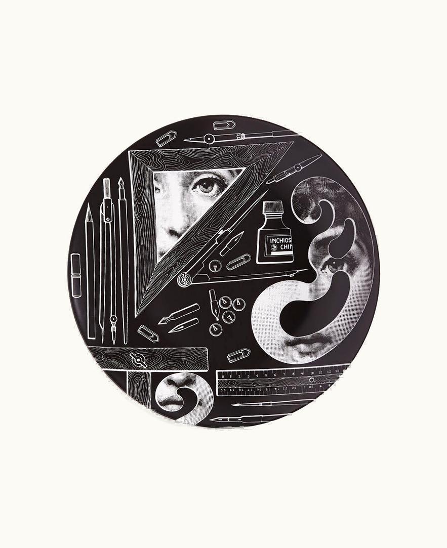 Fornasetti Fornasetti Wall Plate Tema E Variazioni N.391 In White / Black