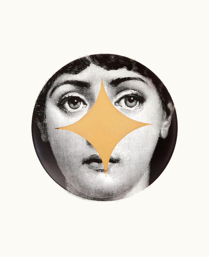 Fornasetti Fornasetti Wall Plate Tema E Variazioni N.42 In White / Black / Gold