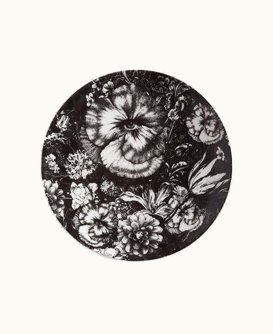 Fornasetti Fornasetti Wall Plate Tema E Variazioni N.315 In White / Black