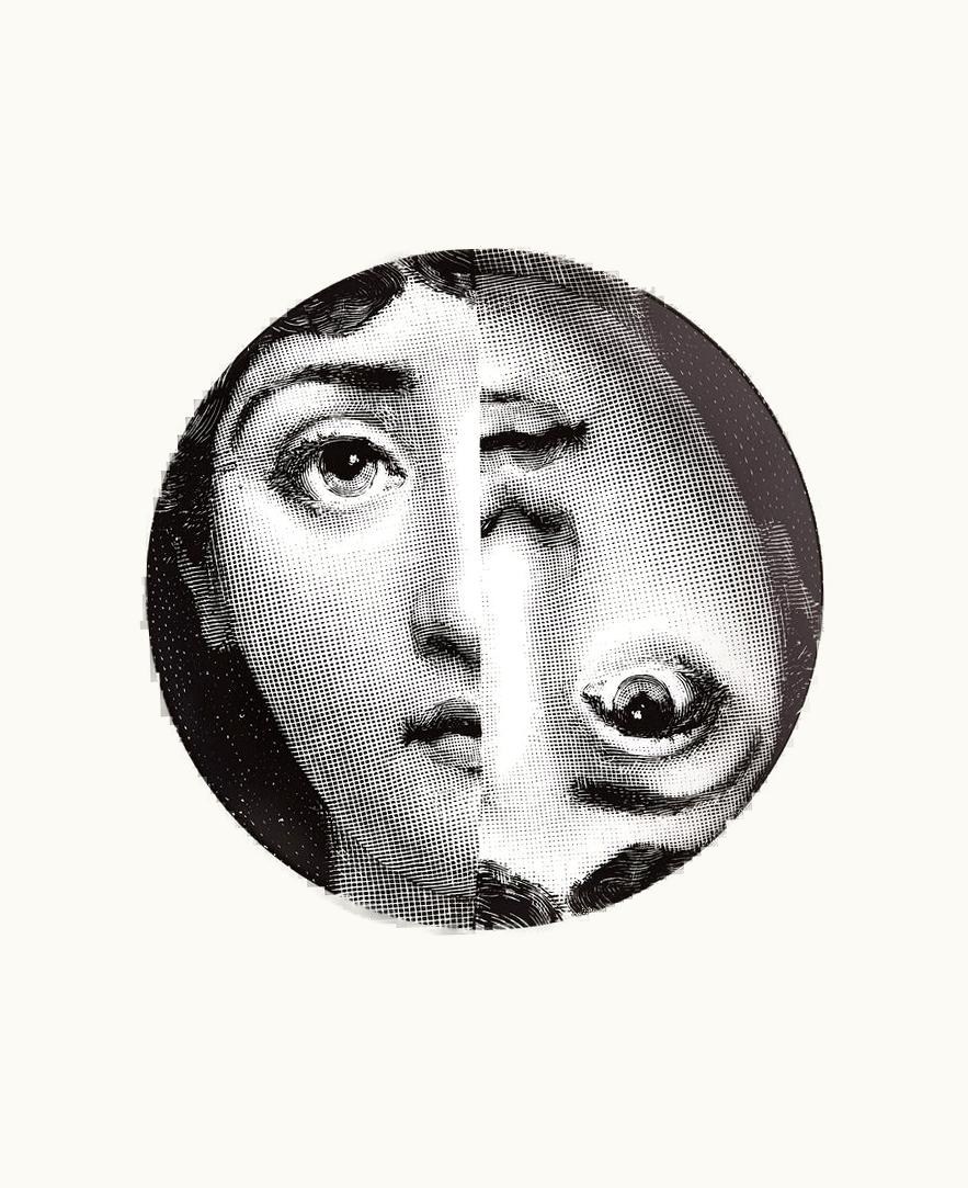 Fornasetti Fornasetti Wall Plate Tema E Variazioni N.57 In White / Black