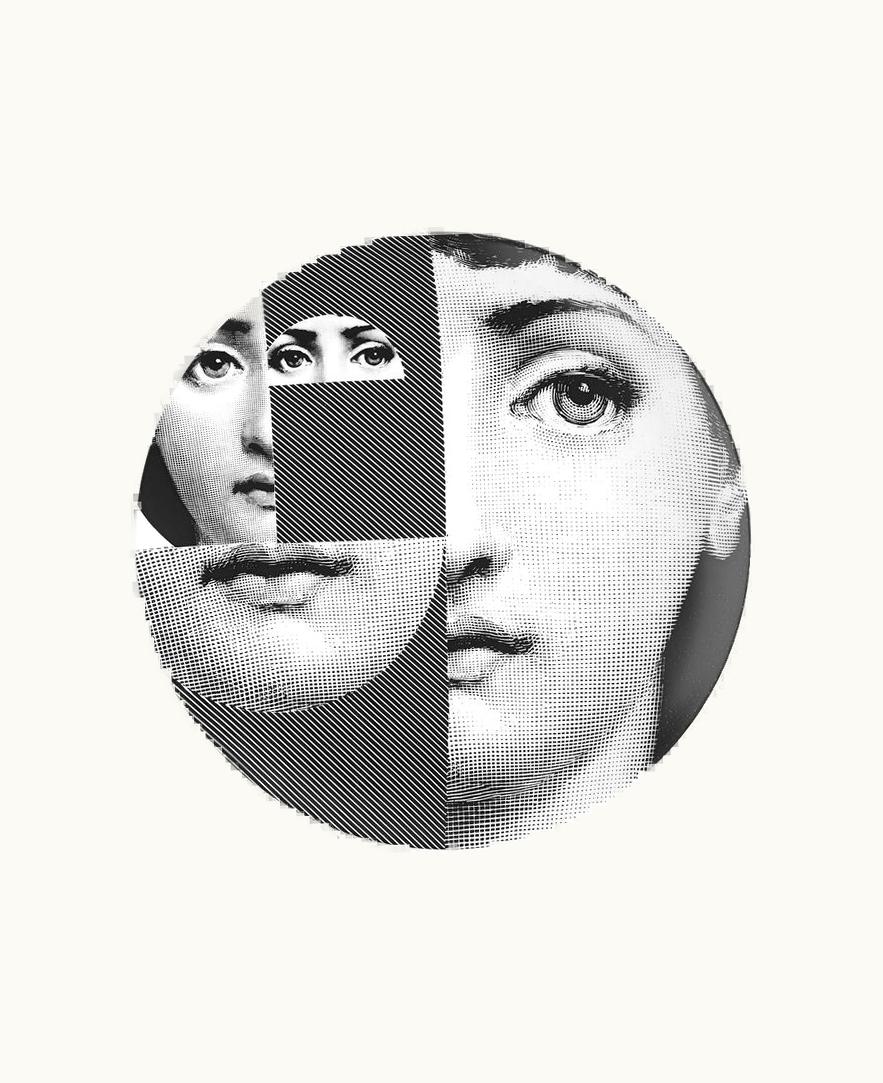 Fornasetti Fornasetti Wall Plate Tema E Variazioni N.230 In White / Black