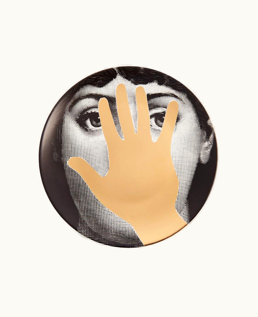 Fornasetti Fornasetti Wall Plate Tema E Variazioni N.16 In White / Black / Gold