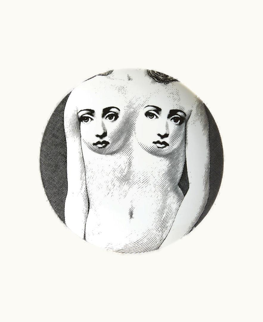 Fornasetti Fornasetti Wall Plate Tema E Variazioni N.307 In White / Black