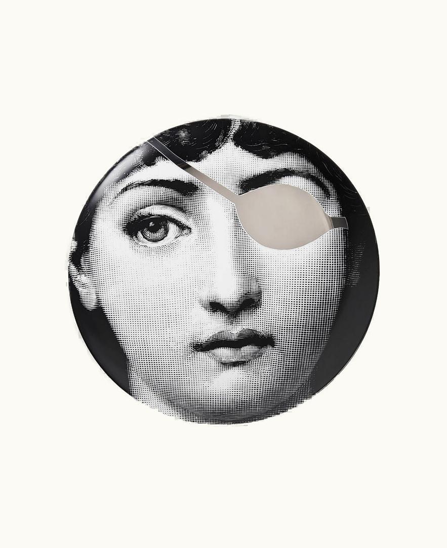 Fornasetti Fornasetti Wall Plate Tema E Variazioni N.8 In White / Black / Platinum