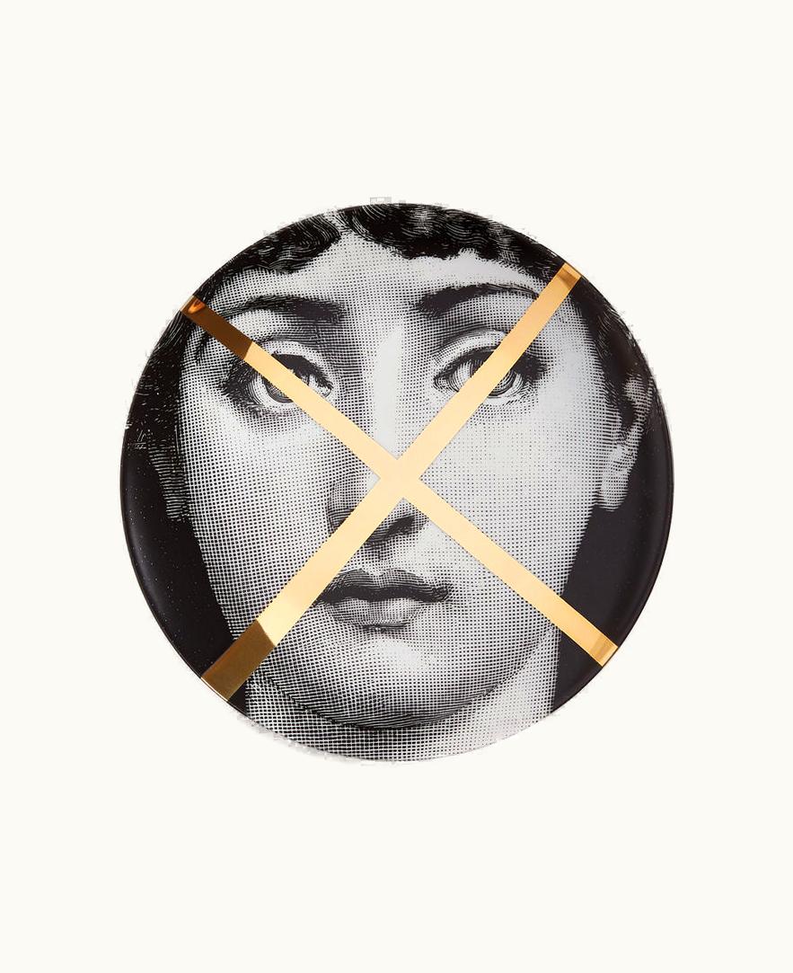 Fornasetti Fornasetti Wall Plate Tema E Variazioni N.30 In White / Black / Gold