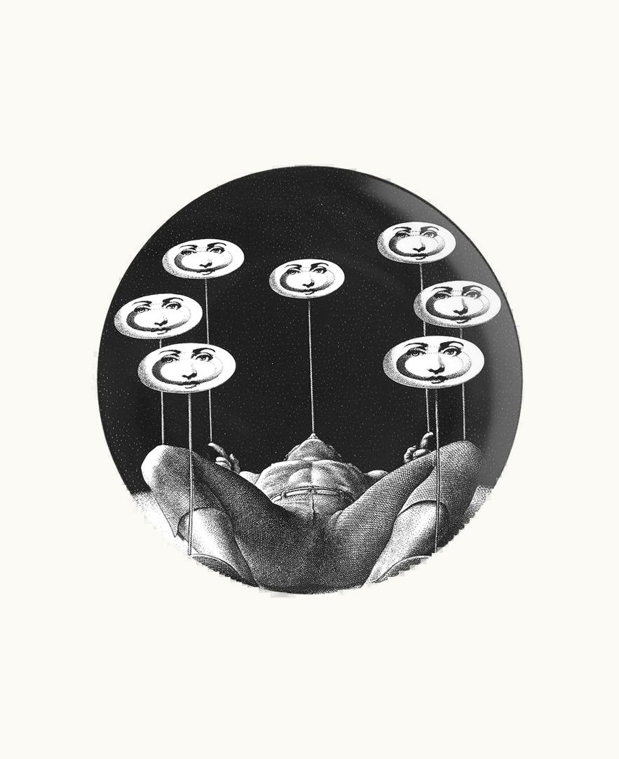 Fornasetti Fornasetti Wall Plate Tema E Variazioni N.193 In White / Black