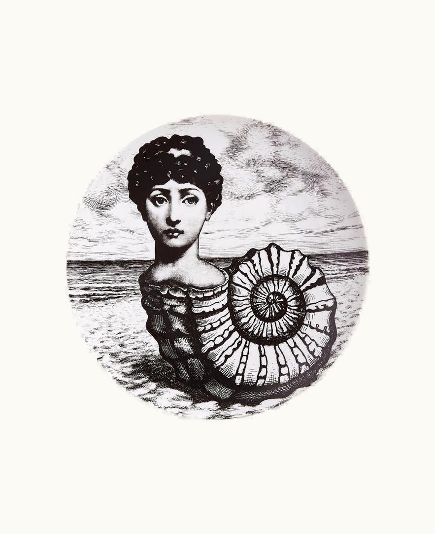 Fornasetti Fornasetti Wall Plate Tema E Variazioni N.239 In White / Black