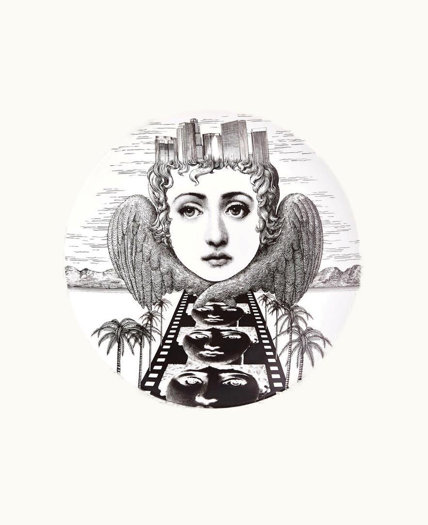 Fornasetti Fornasetti Wall Plate Tema E Variazioni N.372 In White / Black