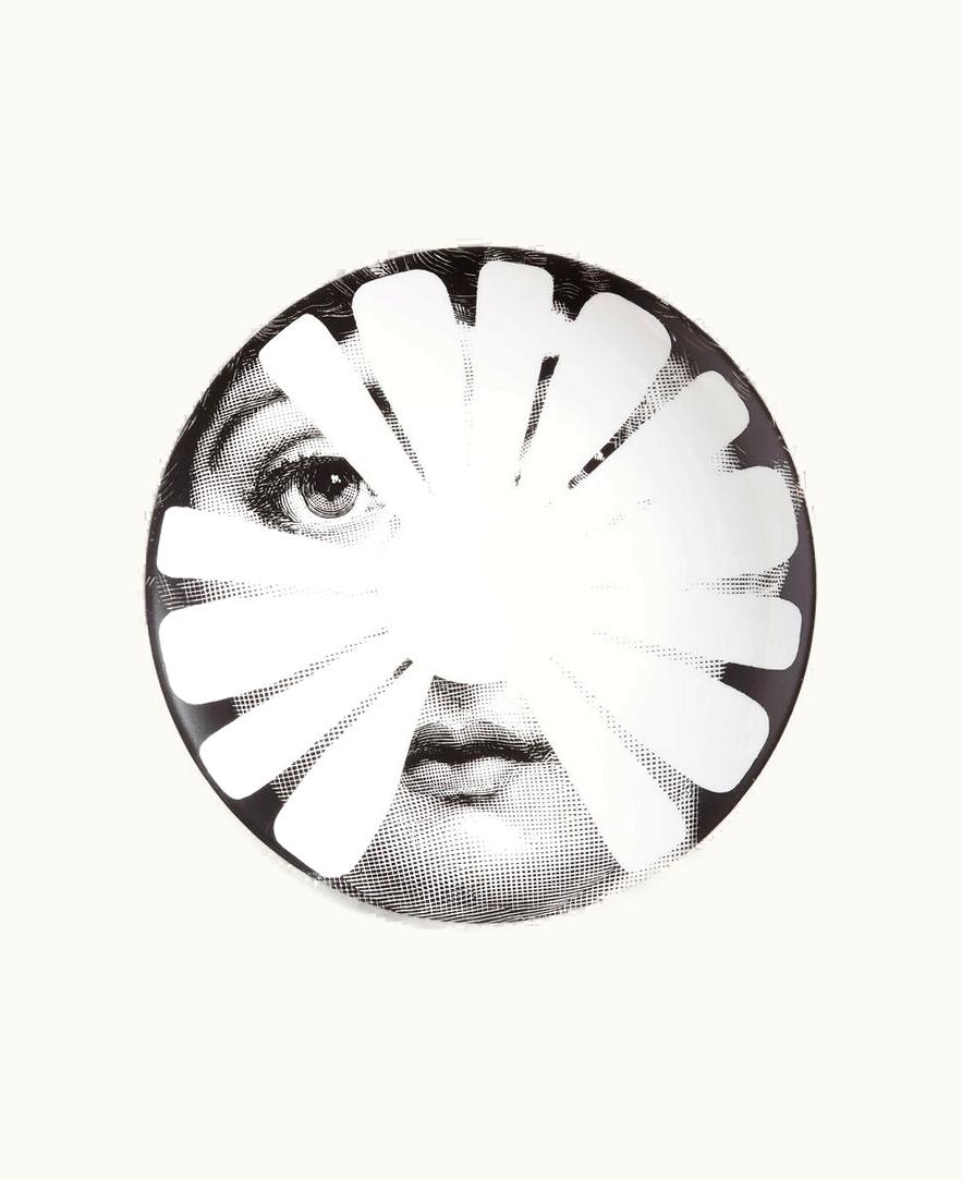 Fornasetti Fornasetti Wall Plate Tema E Variazioni N.37 In White / Black