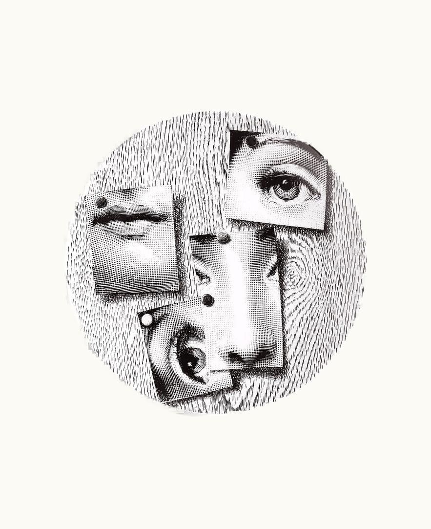 Fornasetti Fornasetti Wall Plate Tema E Variazioni N.163 In White / Black