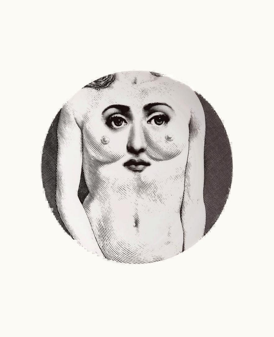 Fornasetti Fornasetti Wall Plate Tema E Variazioni N.301 In White / Black