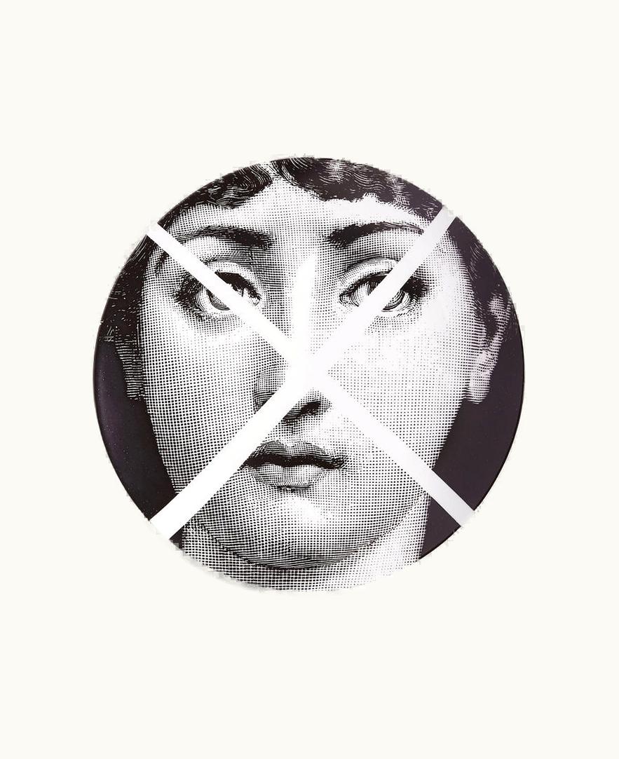 Fornasetti Fornasetti Wall Plate Tema E Variazioni N.30 In White / Black