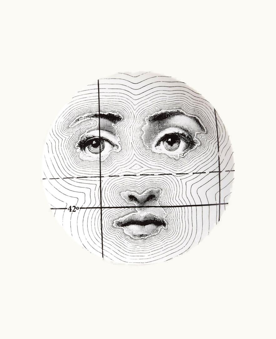 Fornasetti Fornasetti Wall Plate Tema E Variazioni N.99 In White / Black