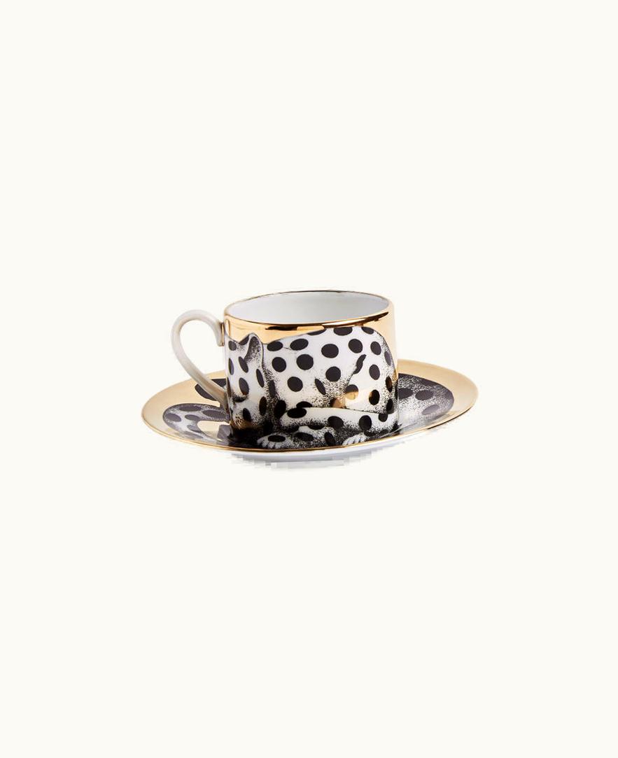 Fornasetti Fornasetti Tea Cup High Fidelity Pois In White / Black / Gold