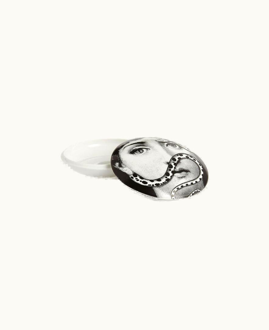 Fornasetti Fornasetti Round Box Tema E Variazioni N.383 In White / Black