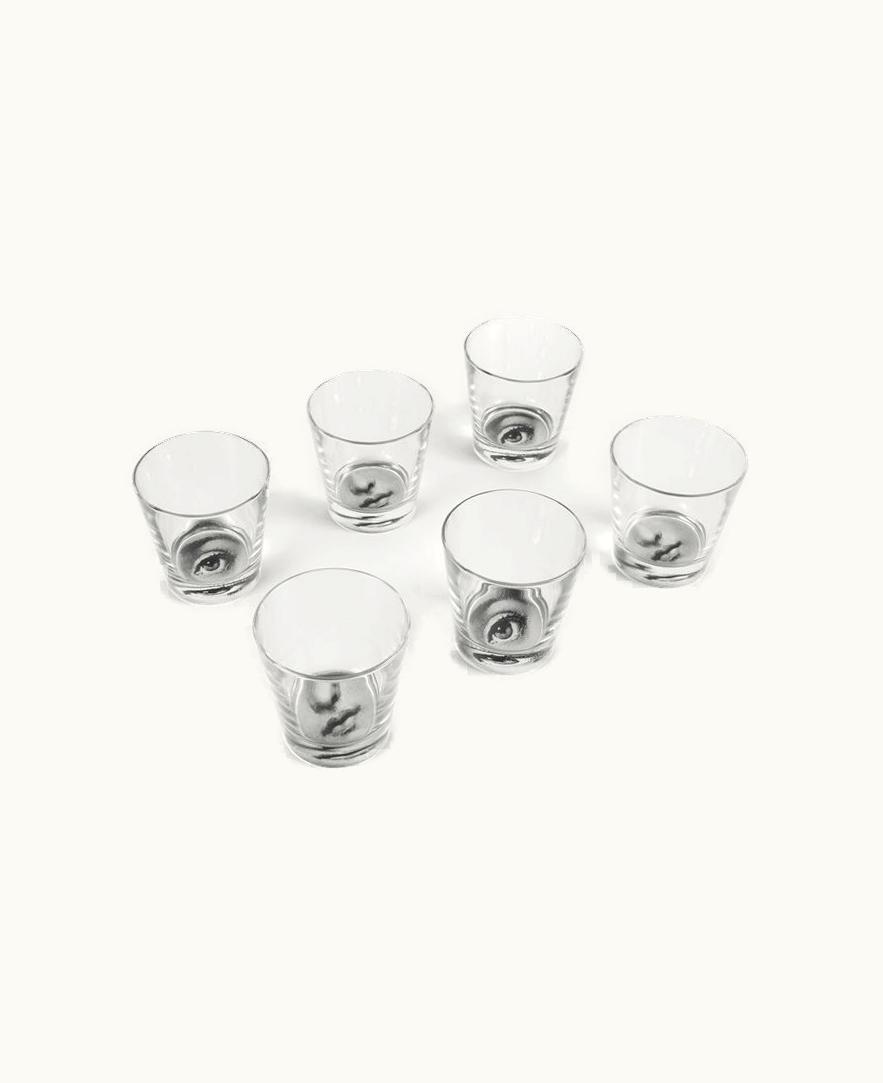 Fornasetti Fornasetti Set 6 Glasses Occhio E Bocca In Black