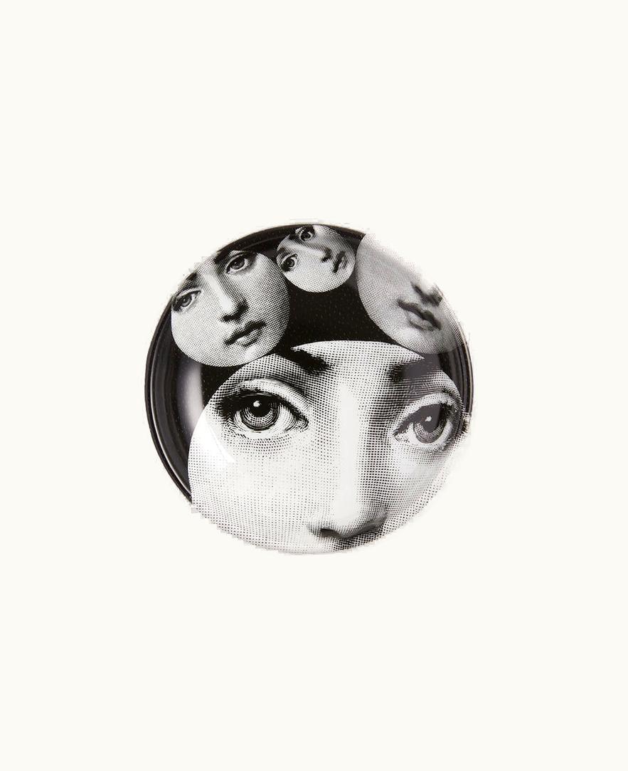 Fornasetti Fornasetti Round Ashtray Tema E Variazioni N.242 In White / Black