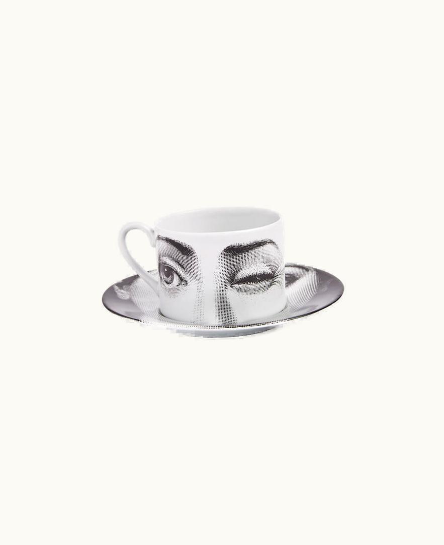 Fornasetti Fornasetti Tea Cup Tema E Variazioni L'antipatico In White / Black