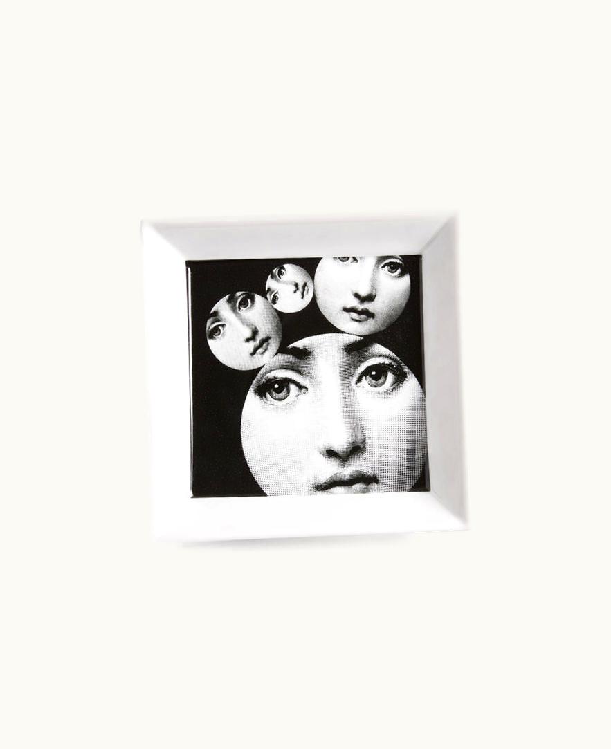 Fornasetti Fornasetti Square Plate Tema E Variazioni N.242 In White / Black