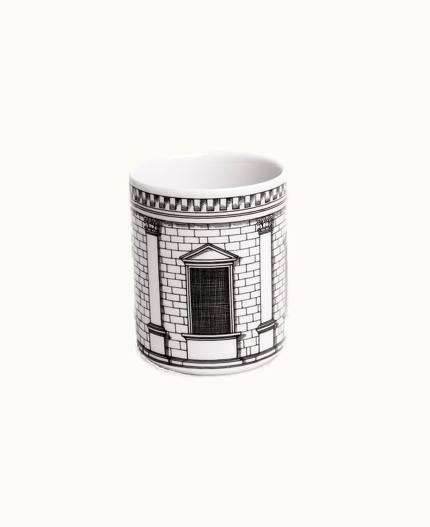 Fornasetti Fornasetti Pencil Holder Architettura In White / Black