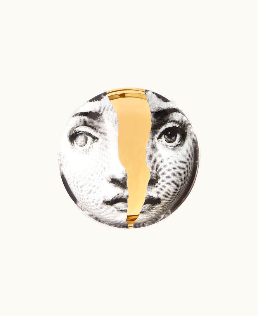 Fornasetti Fornasetti Ashtray Tema E Variazioni N.10 In White / Black / Gold