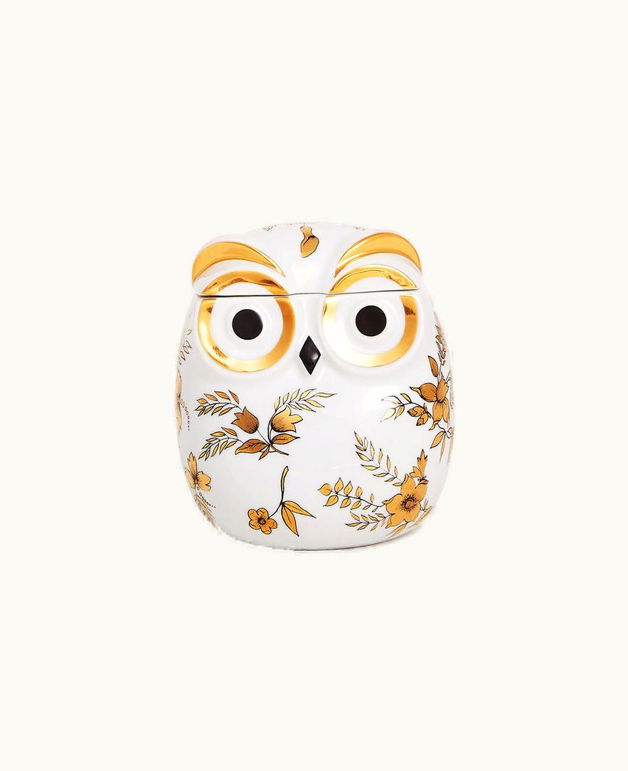 Fornasetti Fornasetti Jar Civetta Fiorata In White / Black / Gold