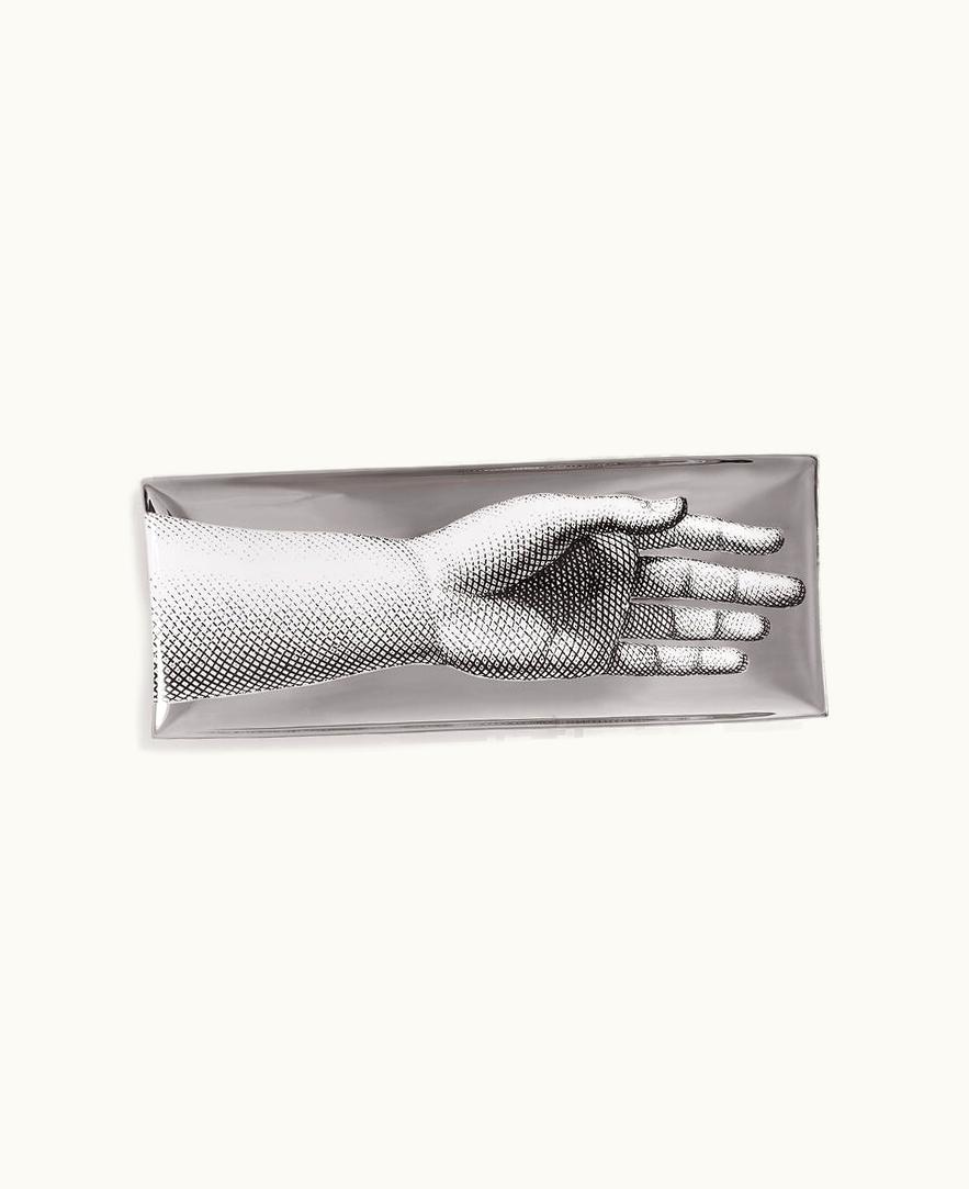 Fornasetti Fornasetti Rectangular Tray Mano In White / Black / Platinum