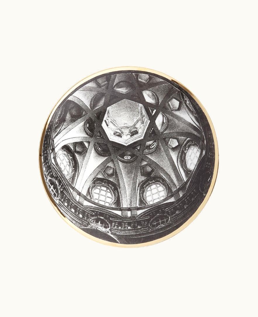 Fornasetti Fornasetti Plate Cupola S. Lorenzo (torino) In White / Black / Gold