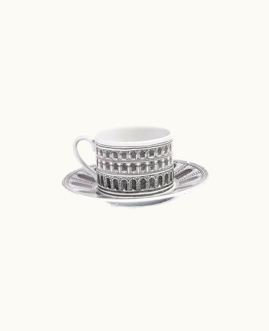 Fornasetti Fornasetti Tea Cup Architettura In White / Black