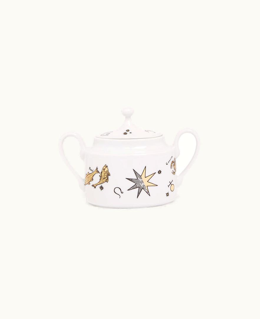 Fornasetti Fornasetti Sugar Bowl Astronomici In White / Black / Gold