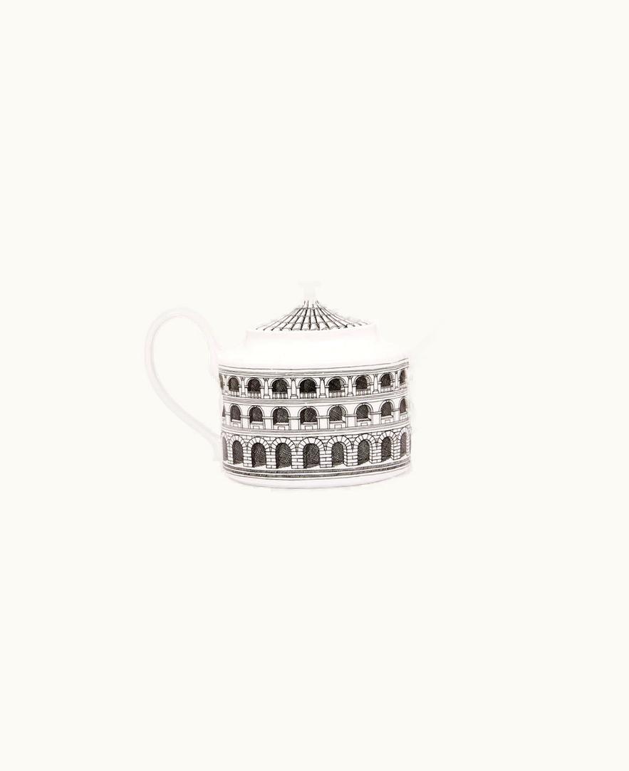 Fornasetti Fornasetti Teapot Architettura In White / Black