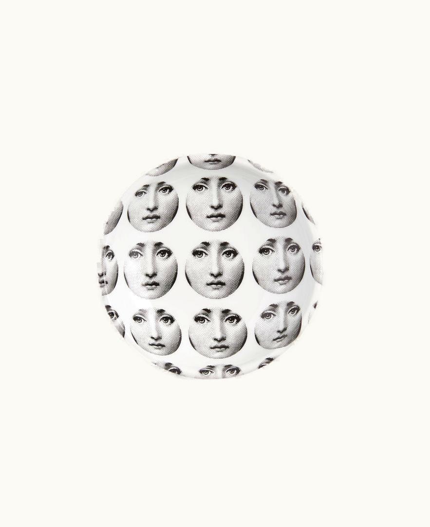 Fornasetti Fornasetti Round Ashtray Tema E Variazioni N.197 In White / Black